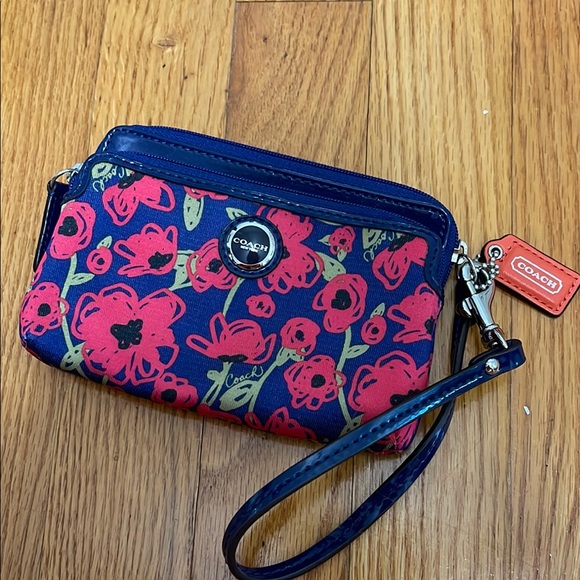 Coach Floral Blue and Pink Clutch - Picture 3 of 5